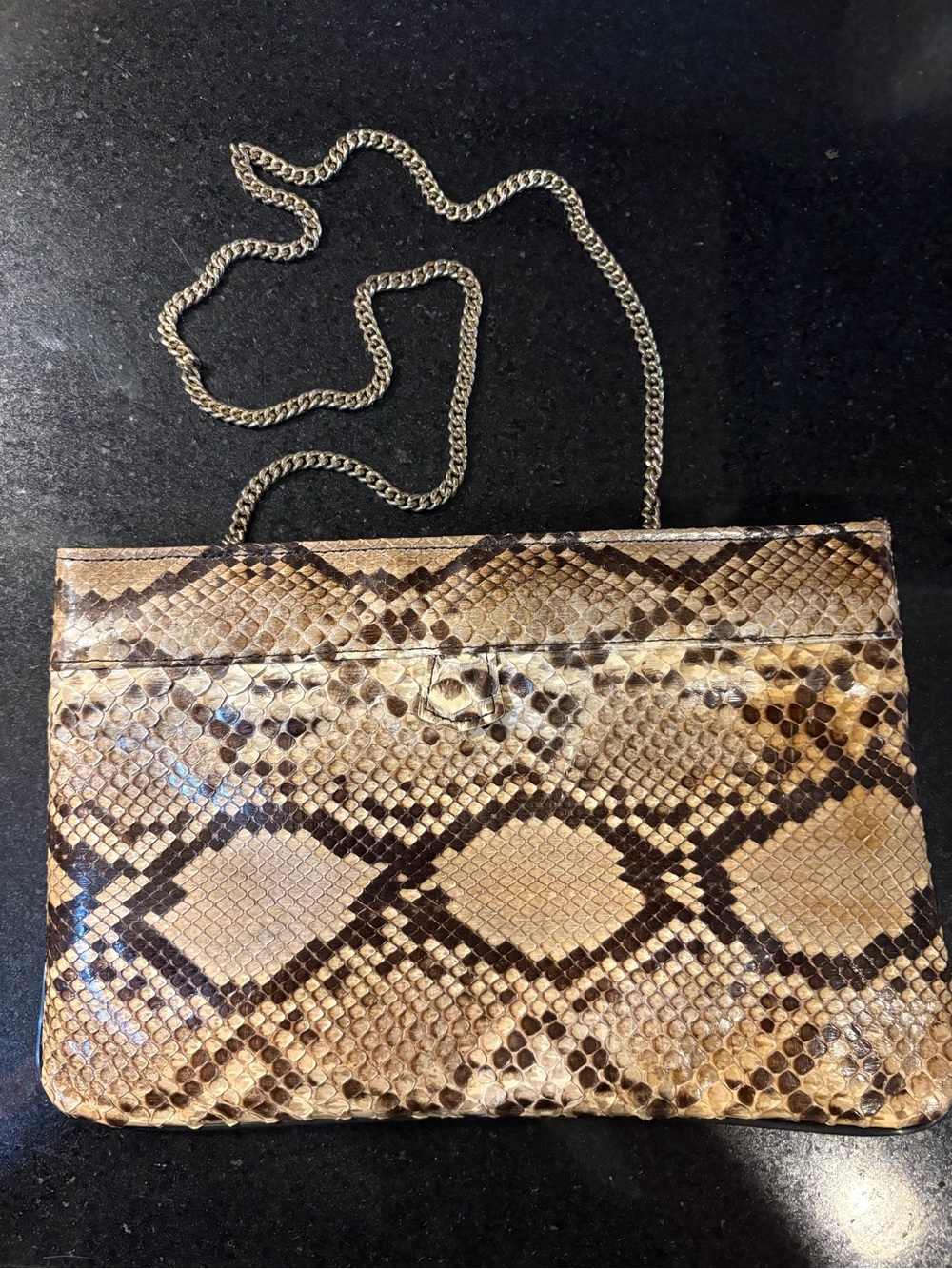Vintage ALFA Italy Genuine Python Snakeskin Convertible Crossbody Clutch Bag